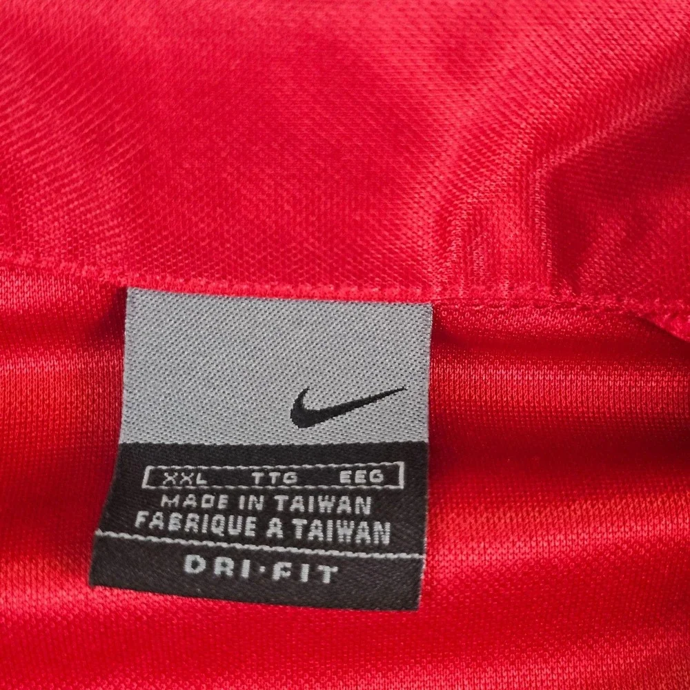 Nike Dri Fit Mens 2XL Polo Shirt Red 1/4 Zip Tennis Short Sleeve Performance